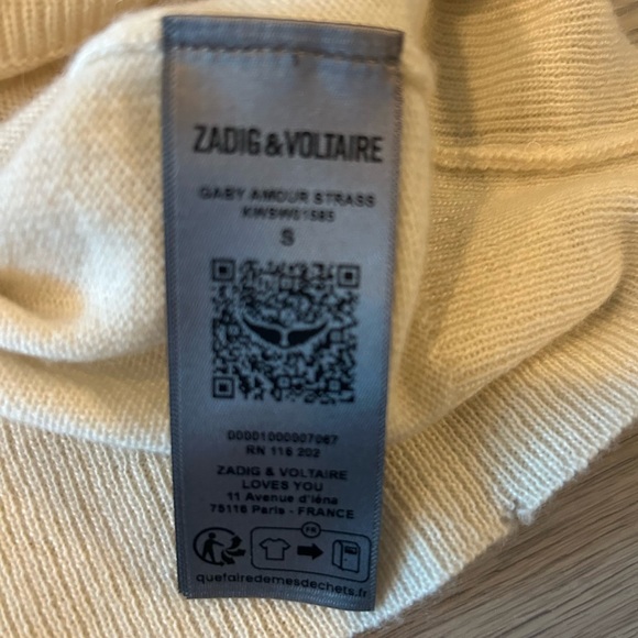 Zadig & Voltaire Gaby Amour Strass Wool & Cashmere-Blend Sweater Women Size S - Picture 6 of 7